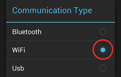 Communication type - choose Wi-Fi